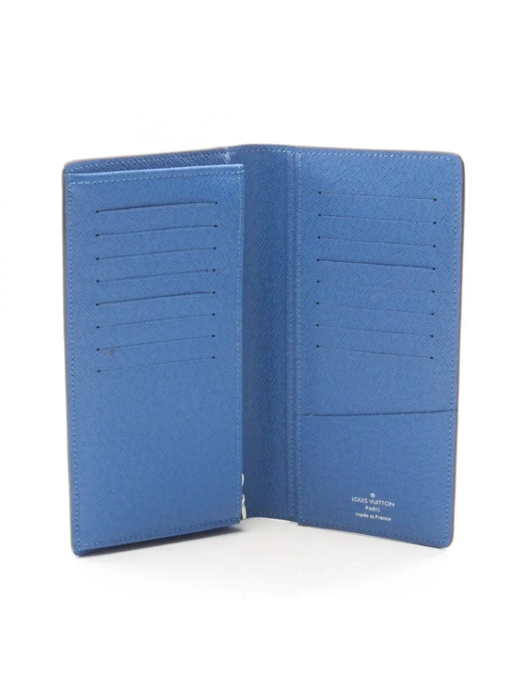 Louis Vuitton Bifold Wallet Portefeuille Brazza NM Grilloche Blue Leather